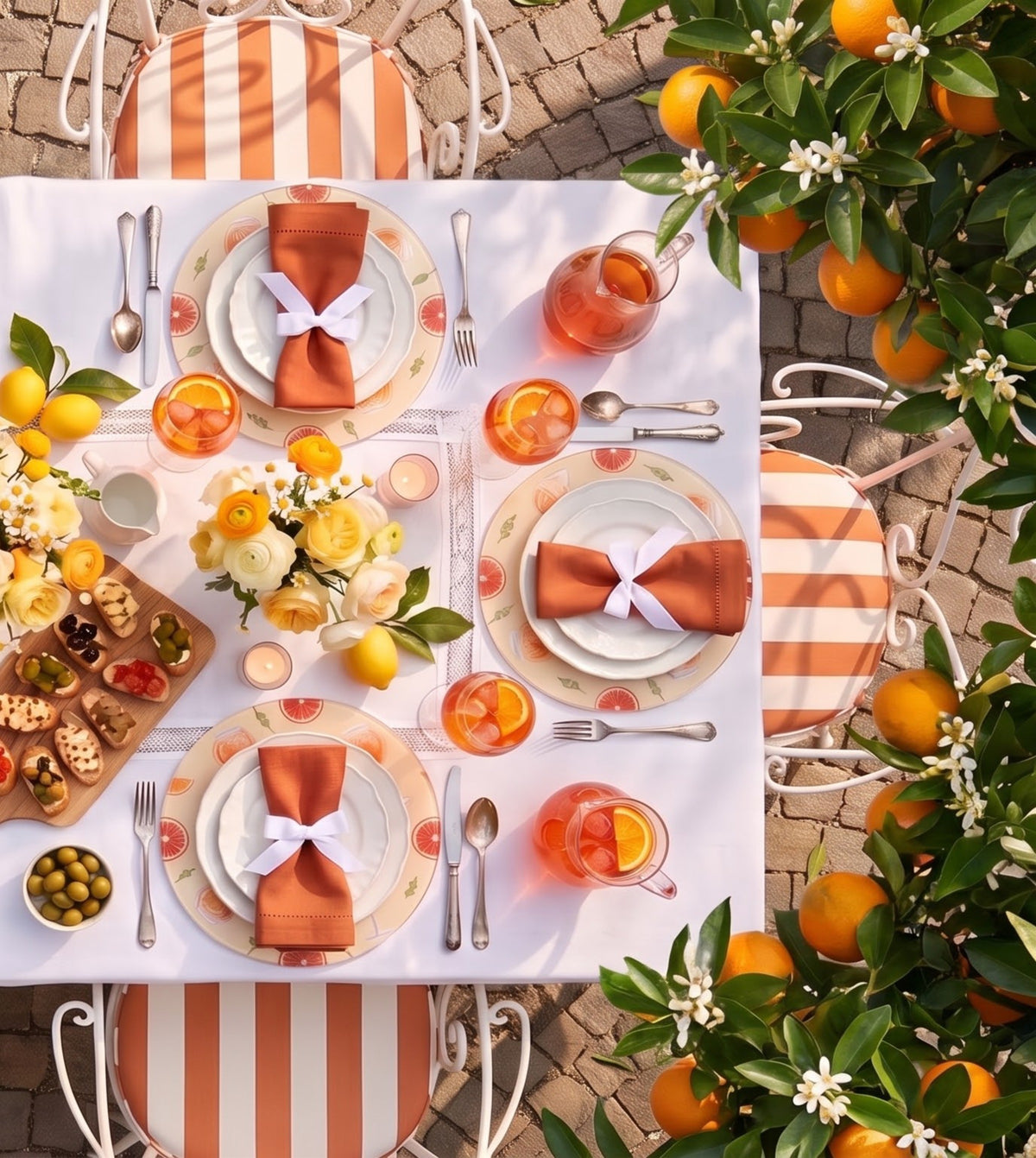 Aperitivo Spritz Cocktail round placemats, set of six on a table