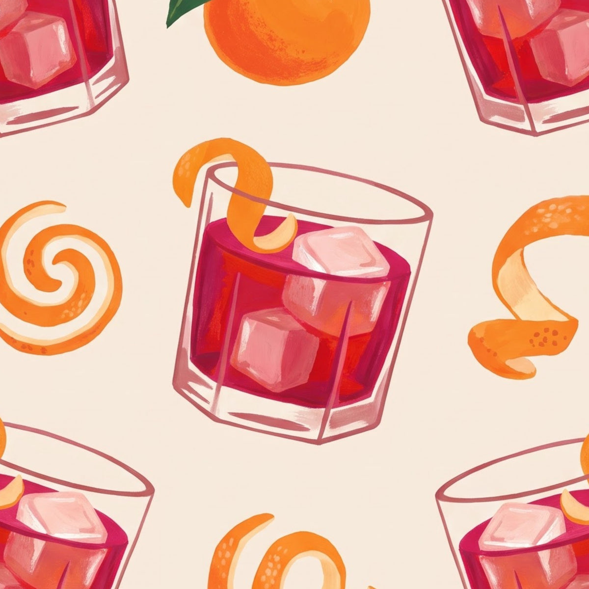 Campari Red Cocktail placemat print, close-up