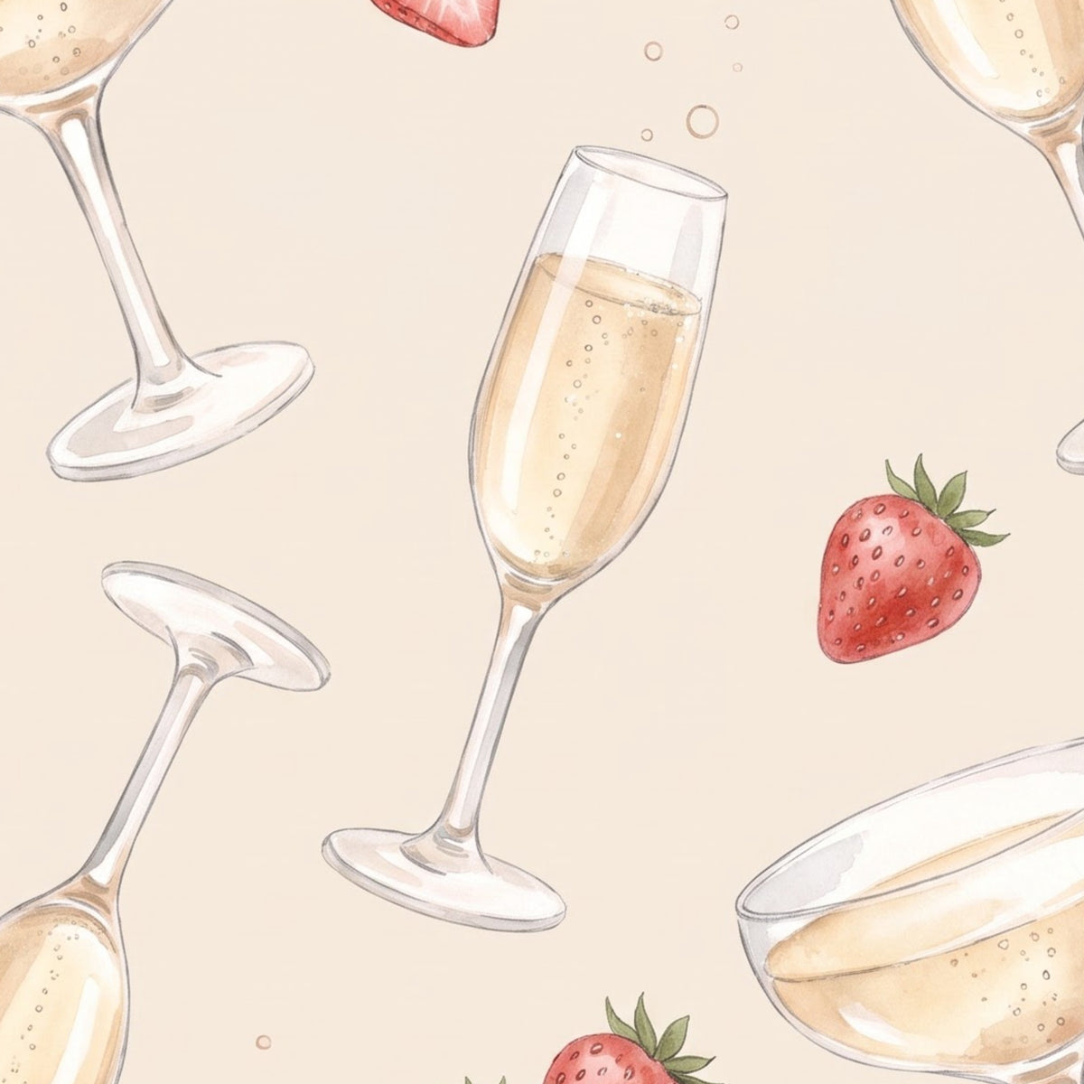 Champagne placemat print, close-up