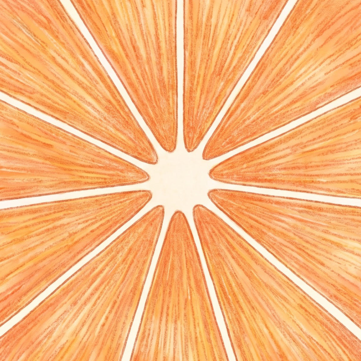Garnish placemat print close-up, one big slice of orange