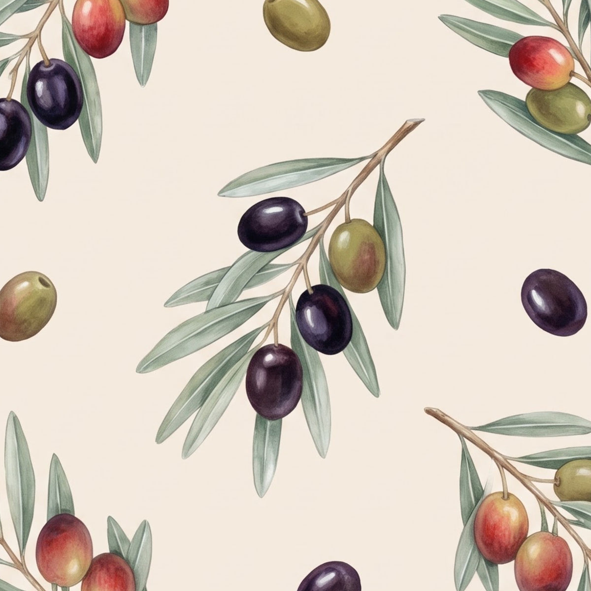 Olive Branch placemat print, close-up