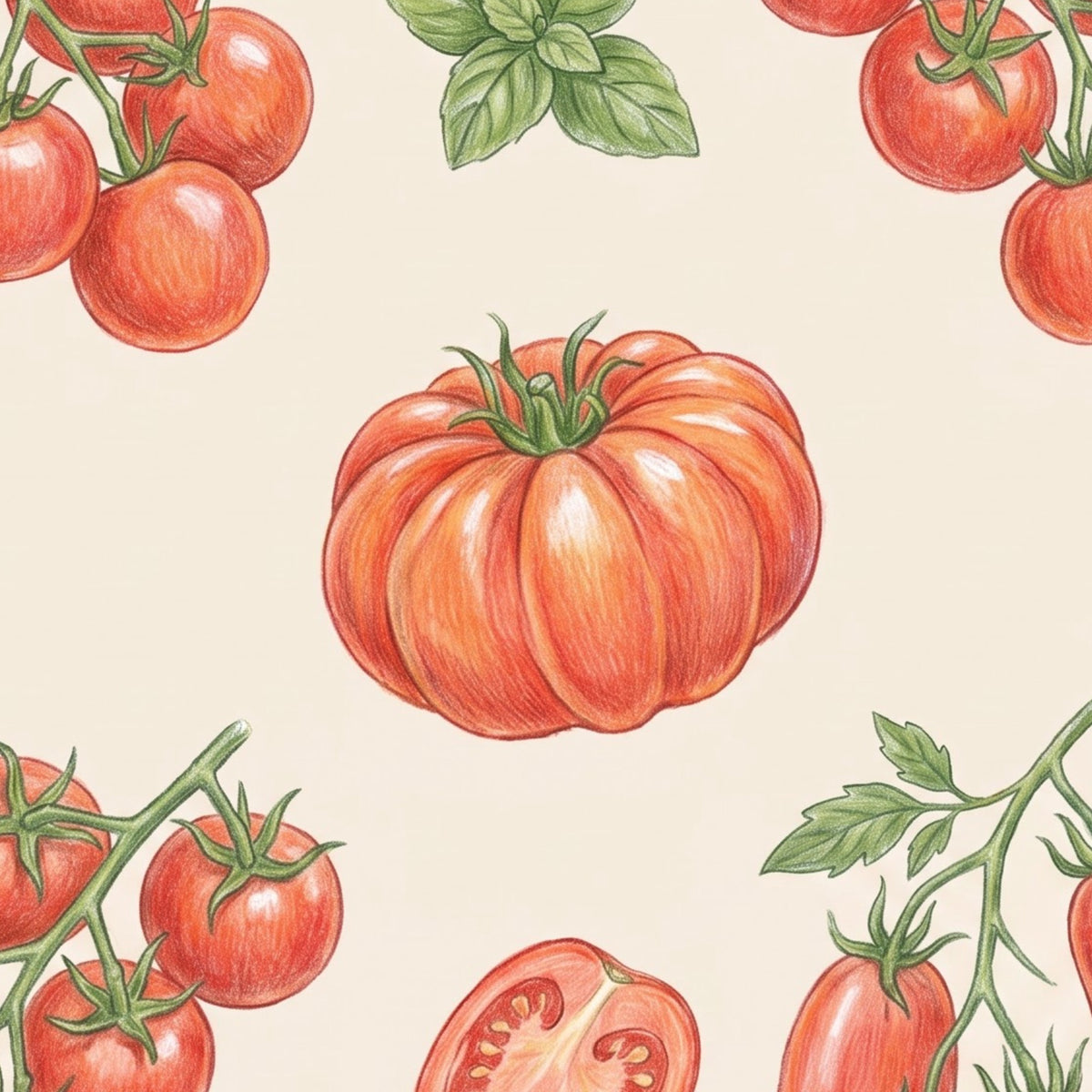 Tomato placemat print, close-up
