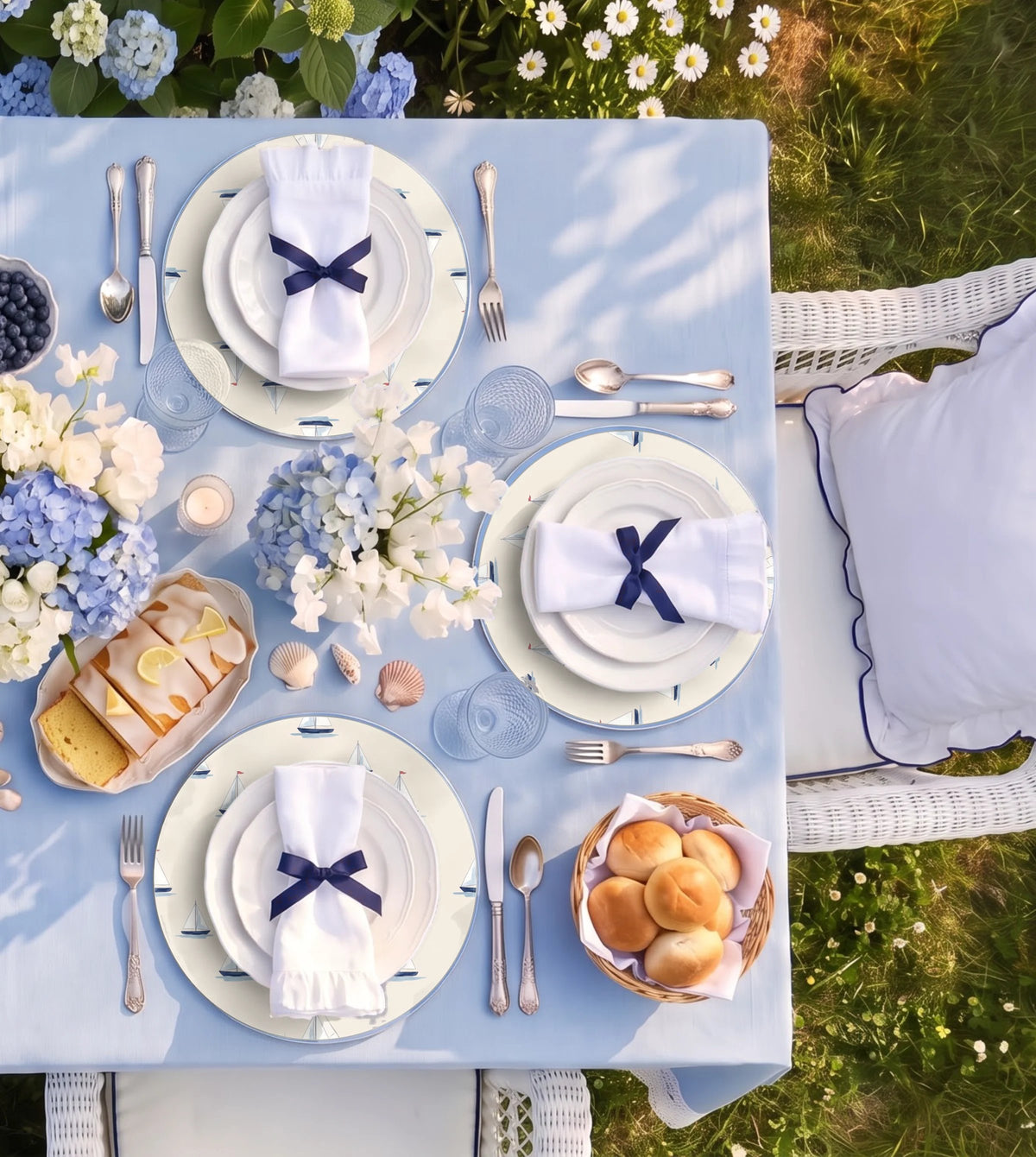 Regatta Sailboat Nautical round placemats, set of six on a table