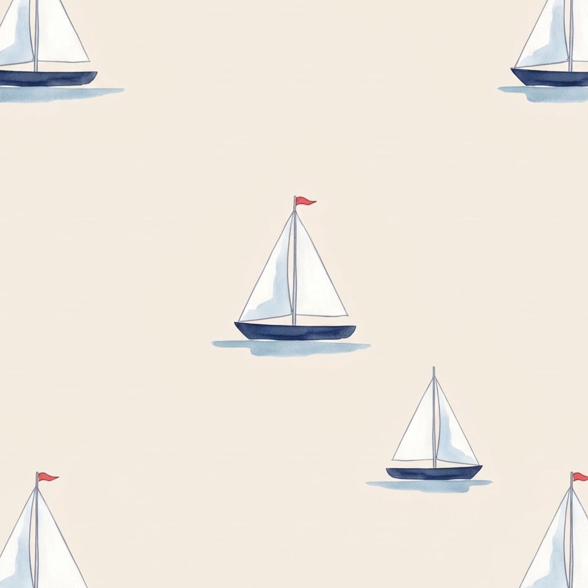Regatta Sailboat Nautical placemat print, close-up