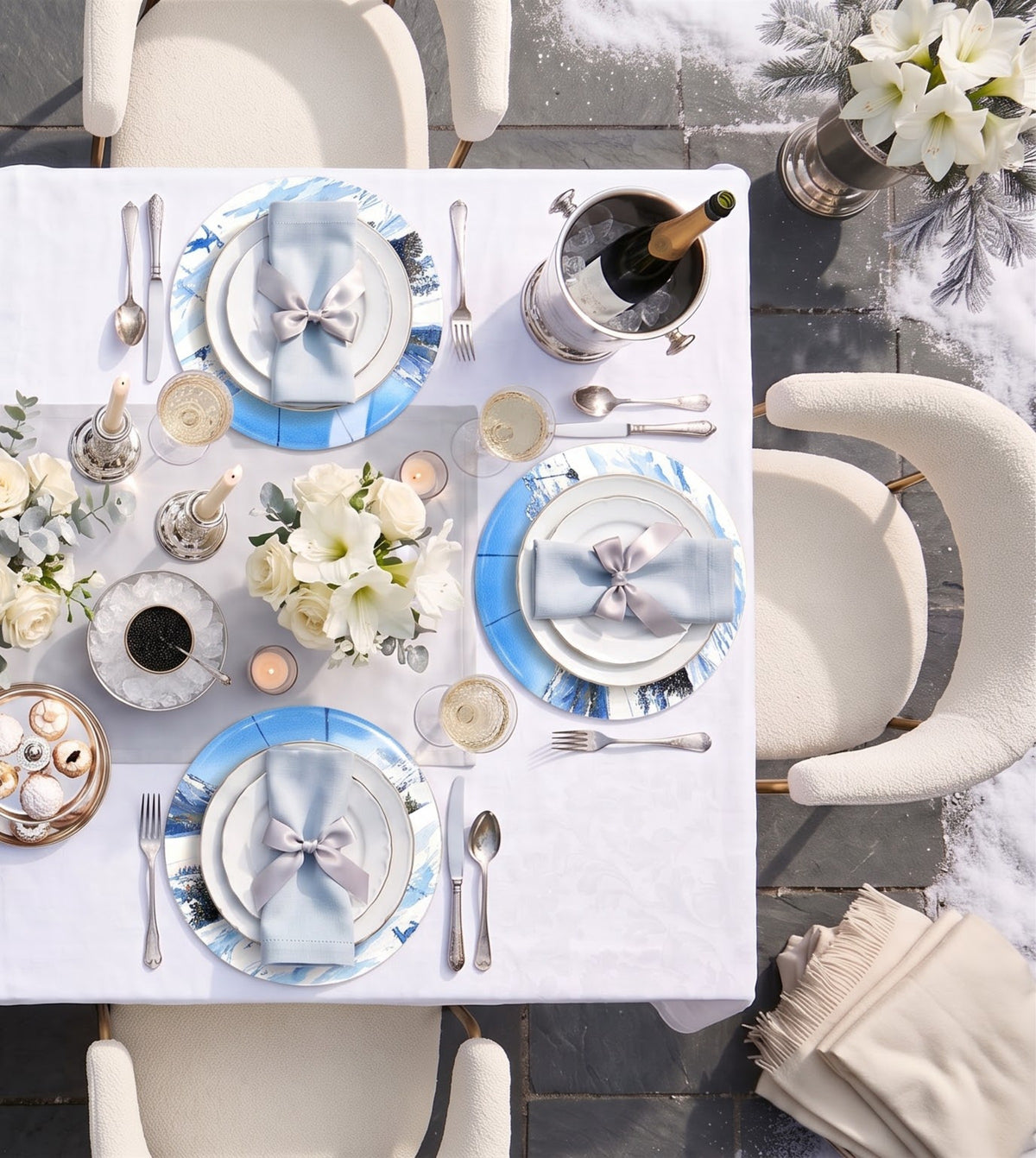 St. Moritz Ski Lift round placemats, set of six on a table