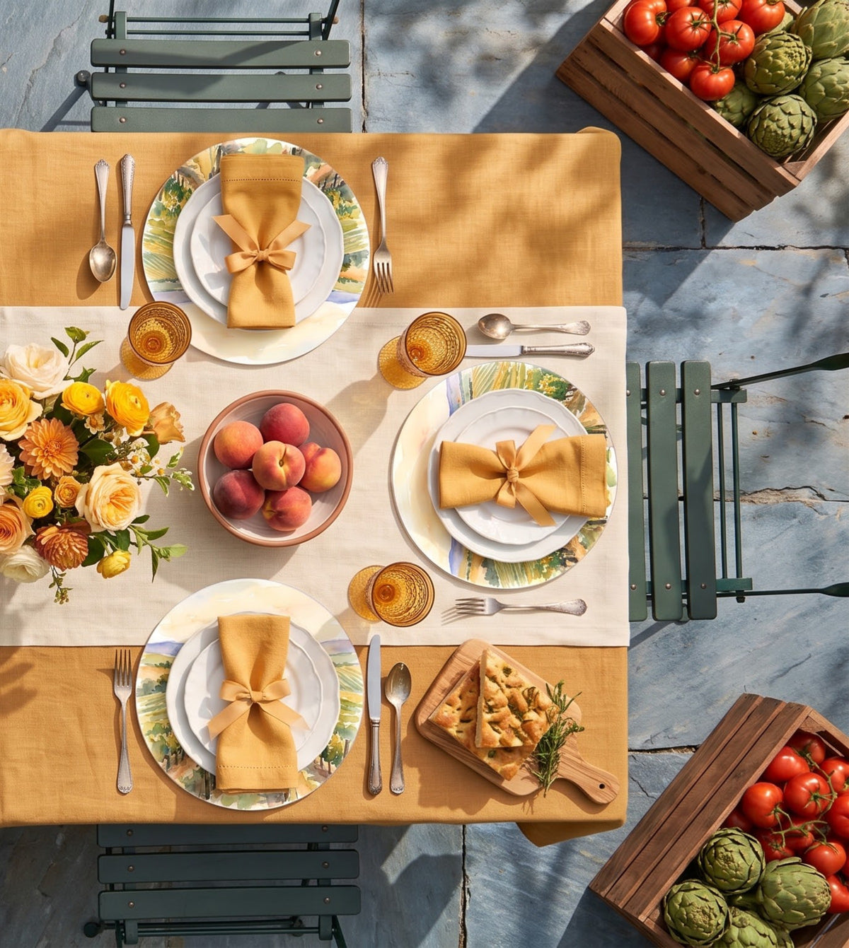 Vineyard round placemats, set of six on a table