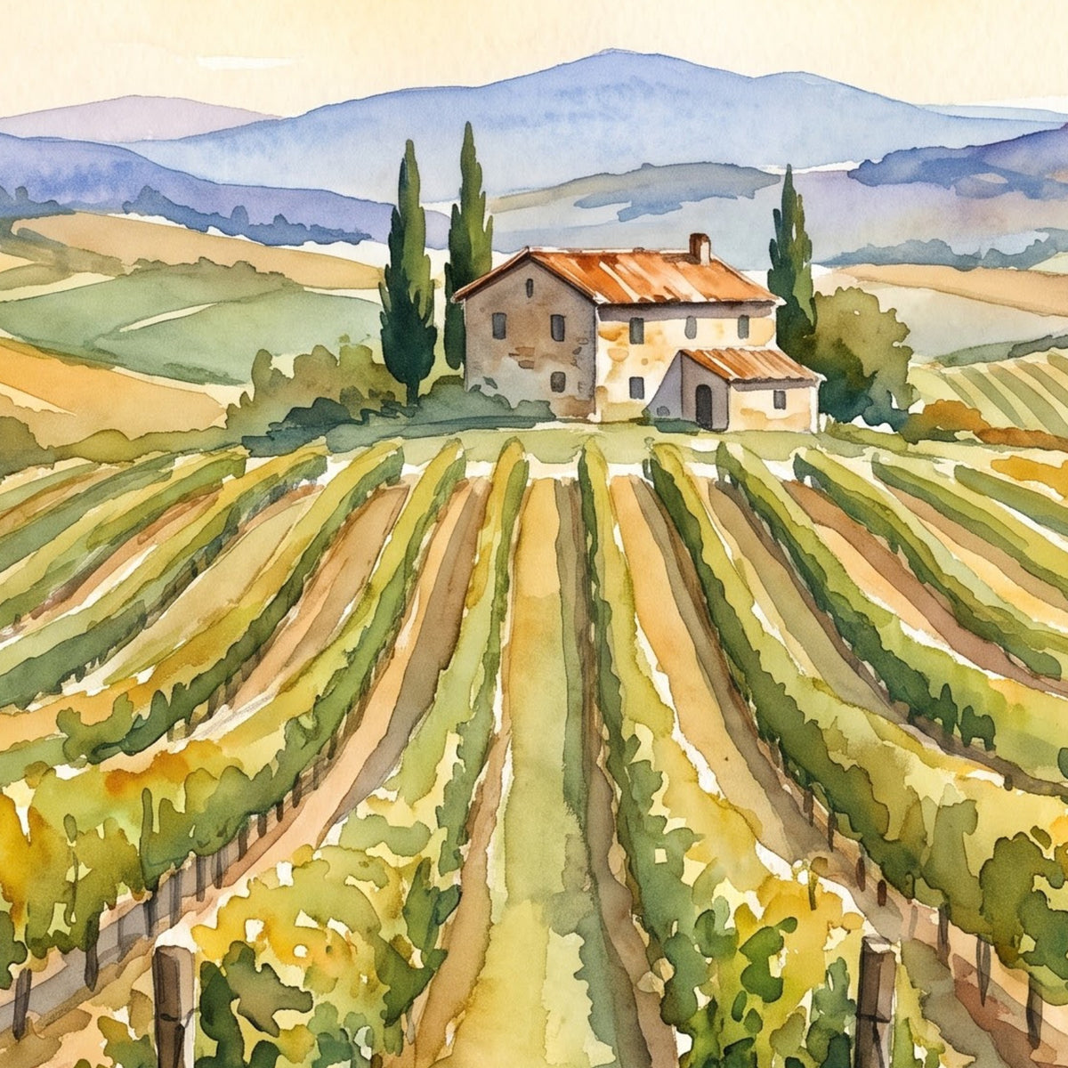 Vineyard placemat print, close-up